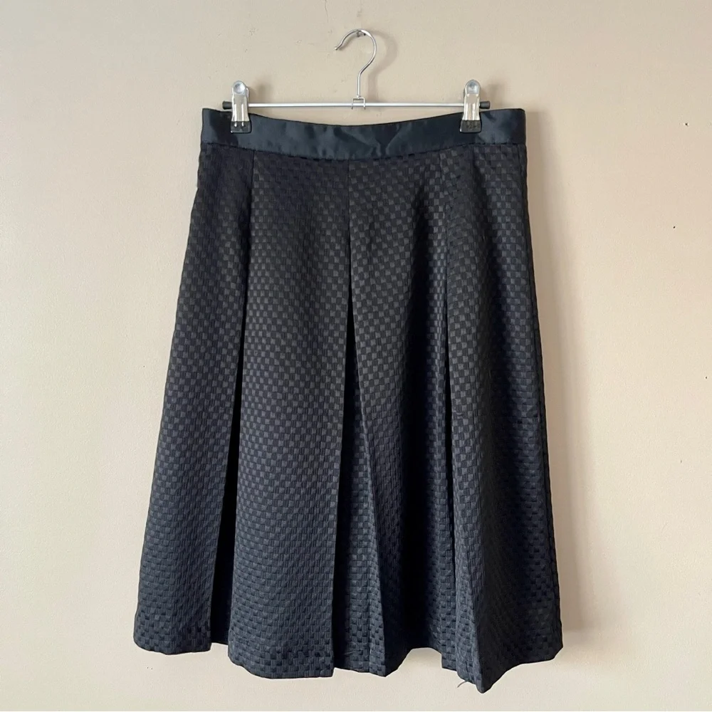 MARIO SERRANI | Black Jacquard Midi Pleated Skirt Sz 4 - Picture 4 of 6